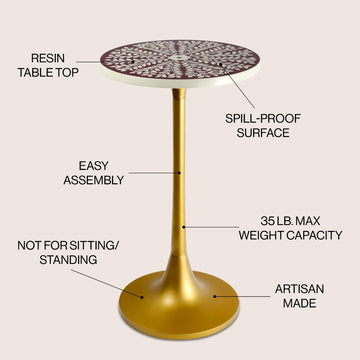 Nysha 25" Modern Bohemian Metal/Resin Inlay Top End Table